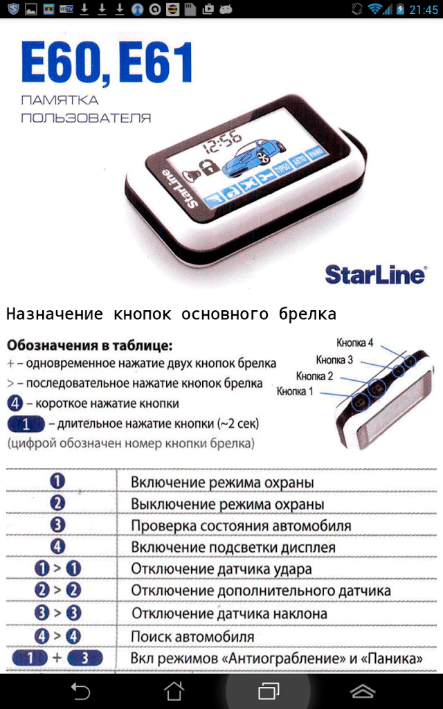 Starline e60 інструкція з експлуатації. Огляд функцій і можливостей автосигналізації starline e60 slave